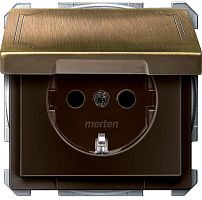Розетка с заземлением без рамки Schneider Electric Merten Antique 1-м. крышка шторки античная латунь картинка